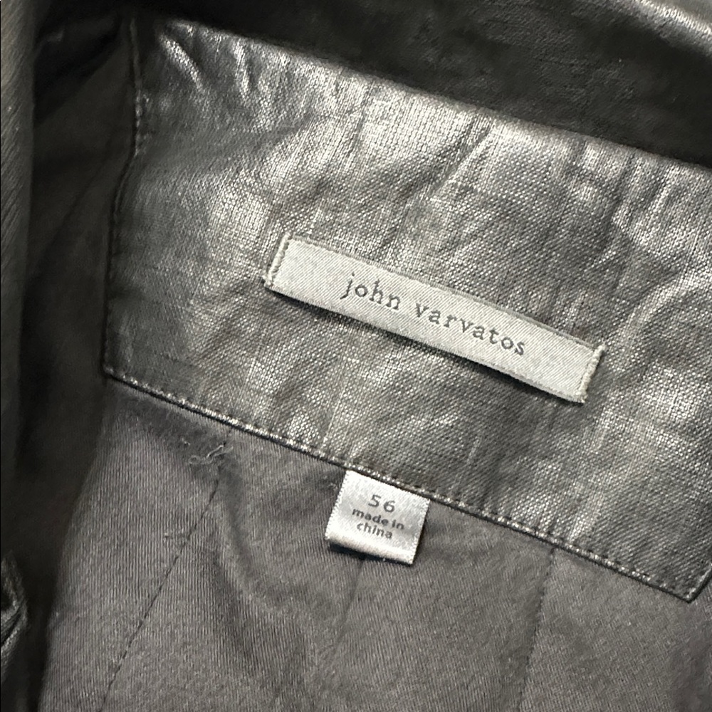 John Varvatos Collection Black Coated Linen Jacket w/ stow hood men’s 56 - Picture 9 of 13